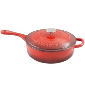 Crock Pot Artisan 3.5 Quart Enameled Cast Iron Deep SautÃƒÆ’Ã‚Â© Pan With Self Basting Lid in Scarlet Red